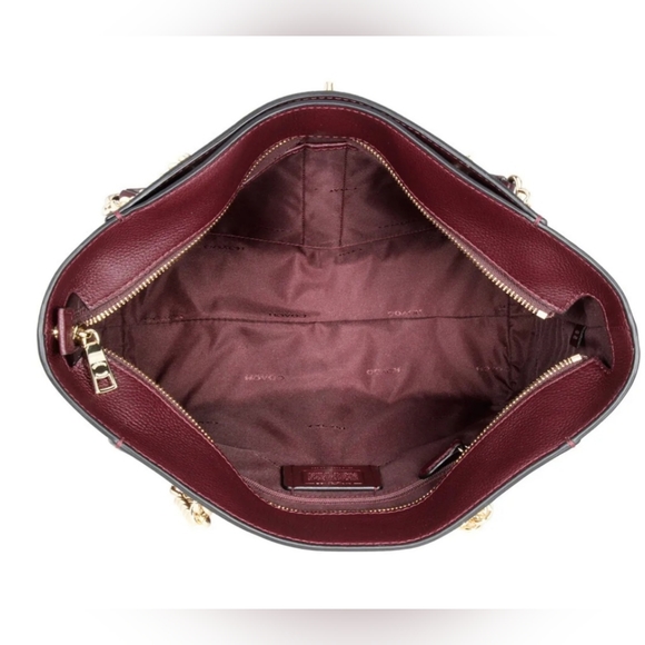 COACH OXBLOOD PEBBLED TURNLOCK CHAIN TOTE 57107 - Picture 4 of 8